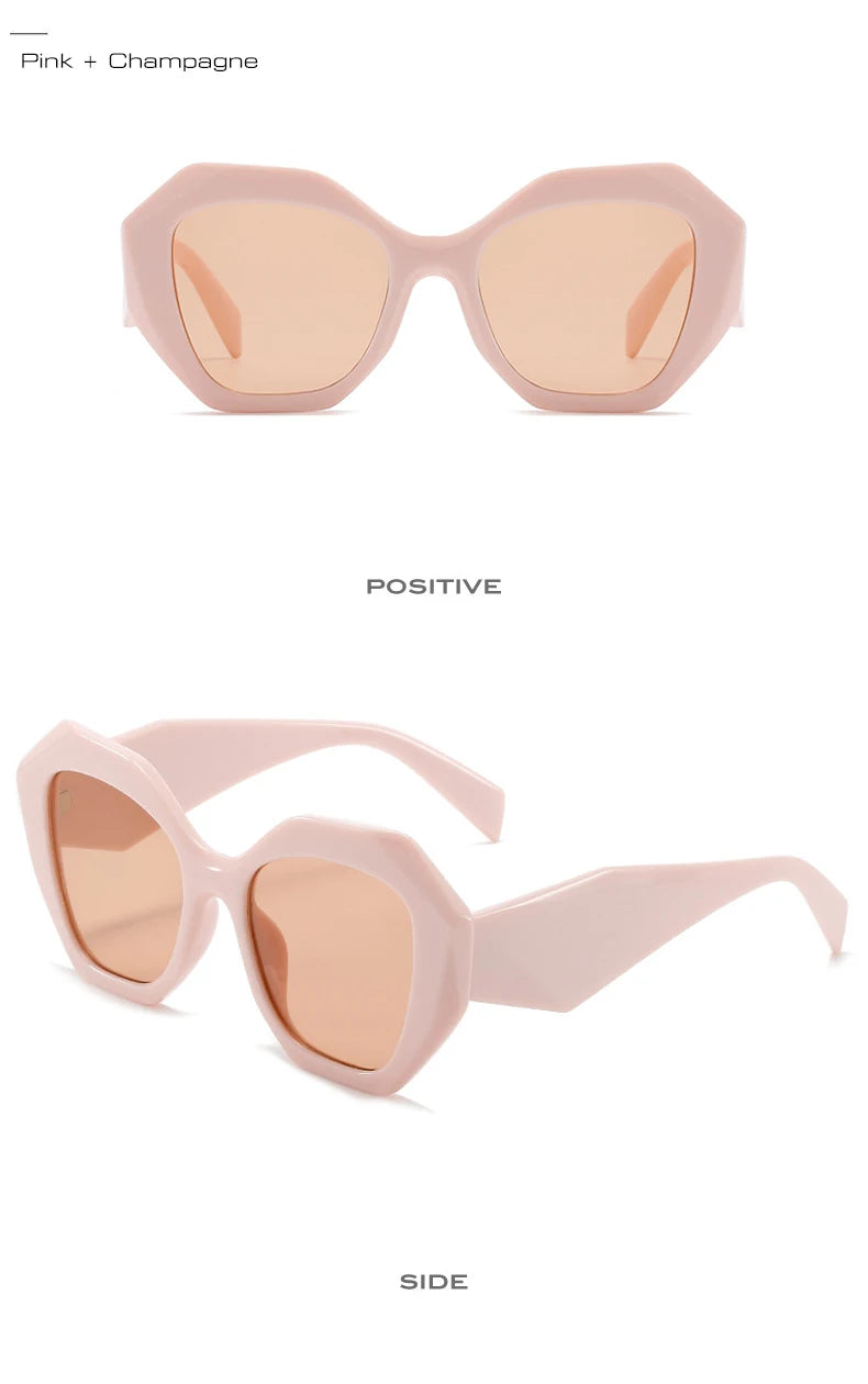 SO&EI Retro Oversized Irregular Polygon Women Sunglasses Fashion Jelly Color Eyewear Shades UV400 Men Gradient Sun Glasses