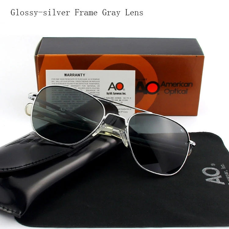 Pilot Sunglasses Men Tempered Glass Lens Top Quality Brand Designer AO Sun Glasses Male American Army Military YQ1003