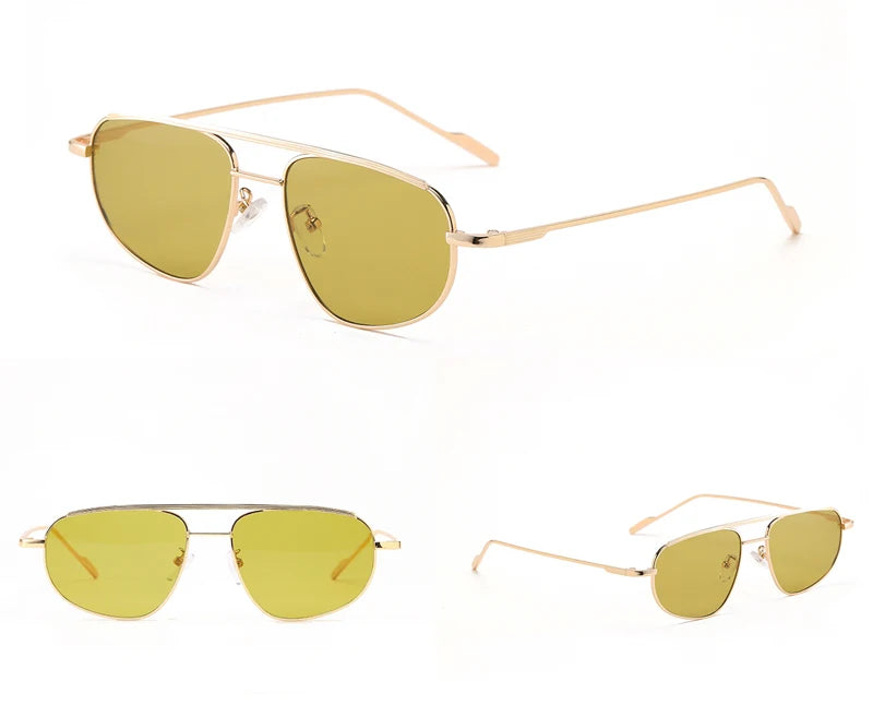 Peekaboo metal frame oval sunglasses for men double bridge women sun glasses uv400 green gold dropshipping 2022 winter gifts