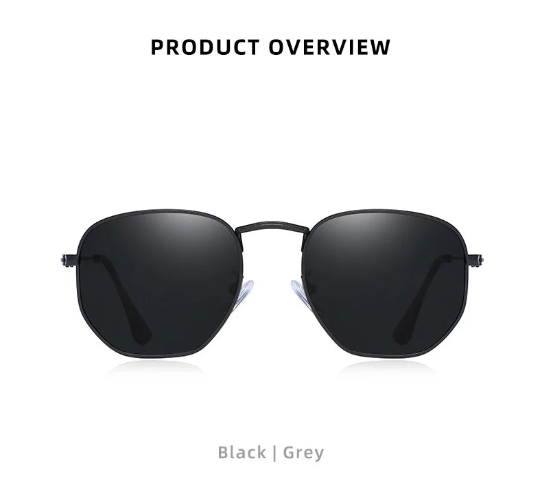 BARCUR Classic Retro Reflective Sunglasses Man Hexagon Sunglasses Metal Frame Eyewear Sun Glasses With Box Oculos De Sol gafas