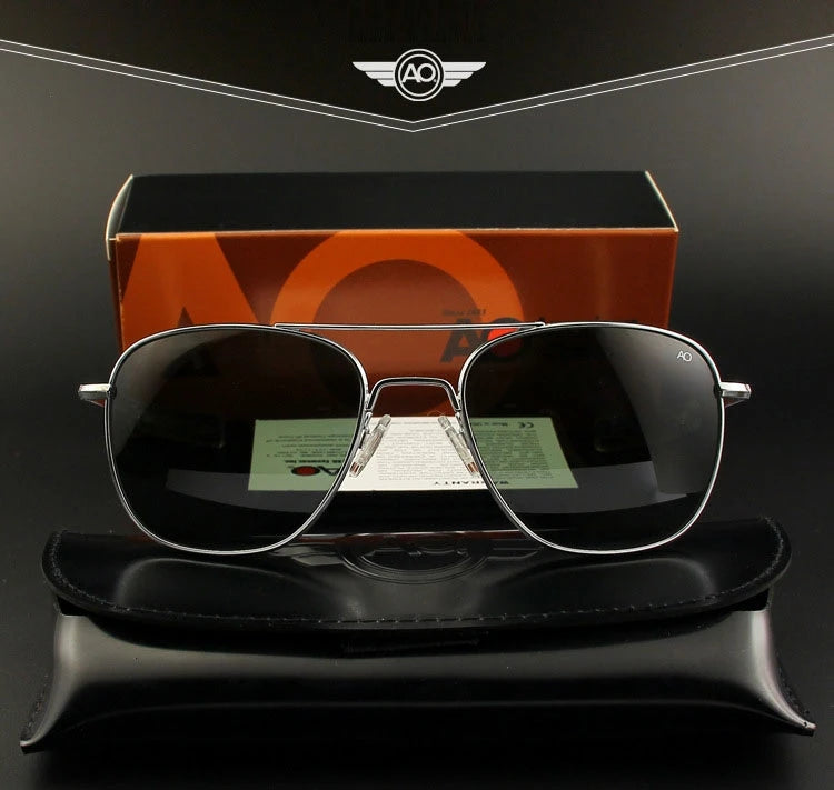 Pilot Sunglasses Men Tempered Glass Lens Top Quality Brand Designer AO Sun Glasses Male American Army Military YQ1003