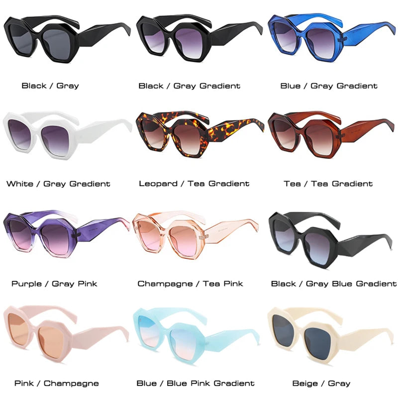 SO&EI Retro Oversized Irregular Polygon Women Sunglasses Fashion Jelly Color Eyewear Shades UV400 Men Gradient Sun Glasses