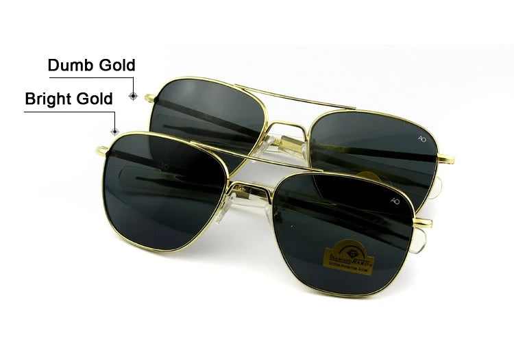 Pilot Sunglasses Men Tempered Glass Lens Top Quality Brand Designer AO Sun Glasses Male American Army Military YQ1003