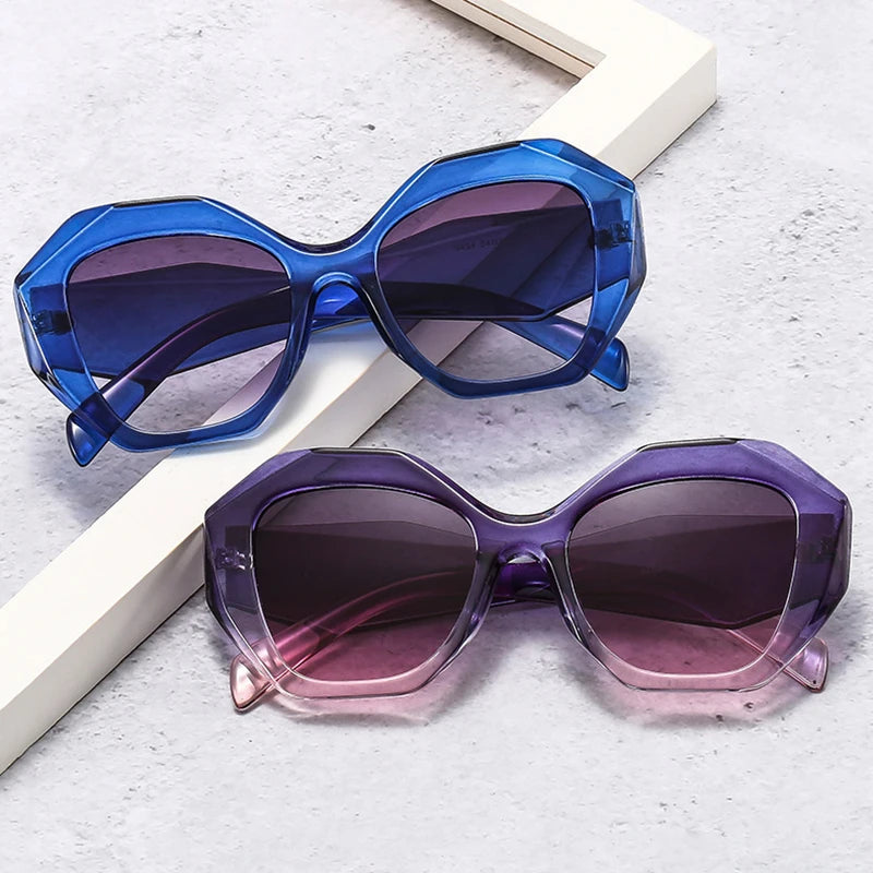 SO&EI Retro Oversized Irregular Polygon Women Sunglasses Fashion Jelly Color Eyewear Shades UV400 Men Gradient Sun Glasses