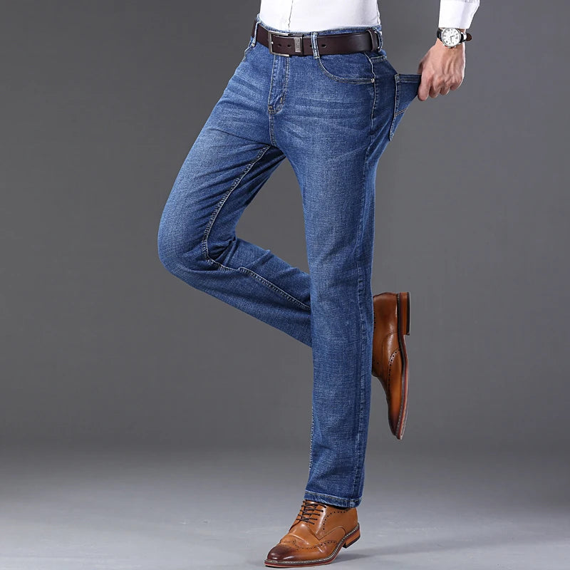 2024 Spring Autumn Men's Stretch Straight Fit Jeans Men's Denim Pants Brand New Style Trousers Mens Wear