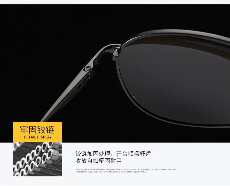 Aviation Metail Frame Polarized Sunglasses Men Color Changing Sun Glasses  Pilot Male Day Night Vision Driving