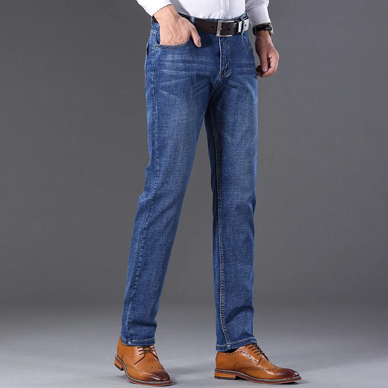 2024 Spring Autumn Men's Stretch Straight Fit Jeans Men's Denim Pants Brand New Style Trousers Mens Wear