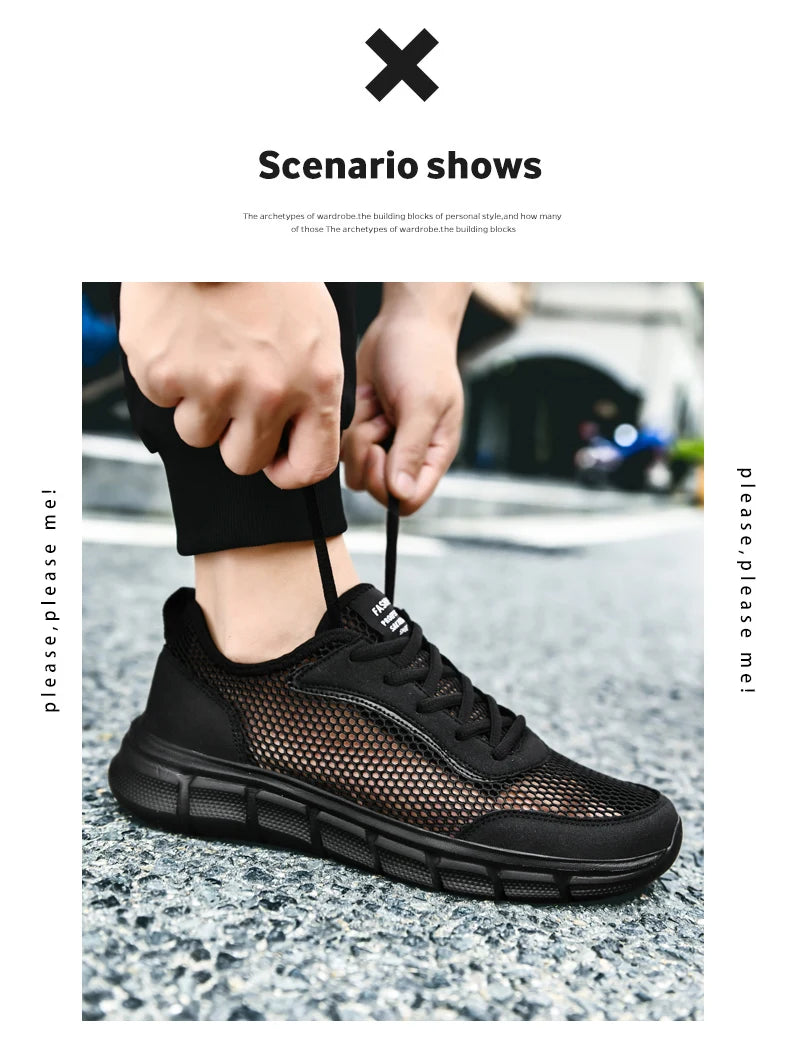 Summer Mesh Shoes Men Sneakers Breathable Light Men's Casual Shoes Lace-Up Walking Footwear Tenis Masculino Zapatillas Hombre