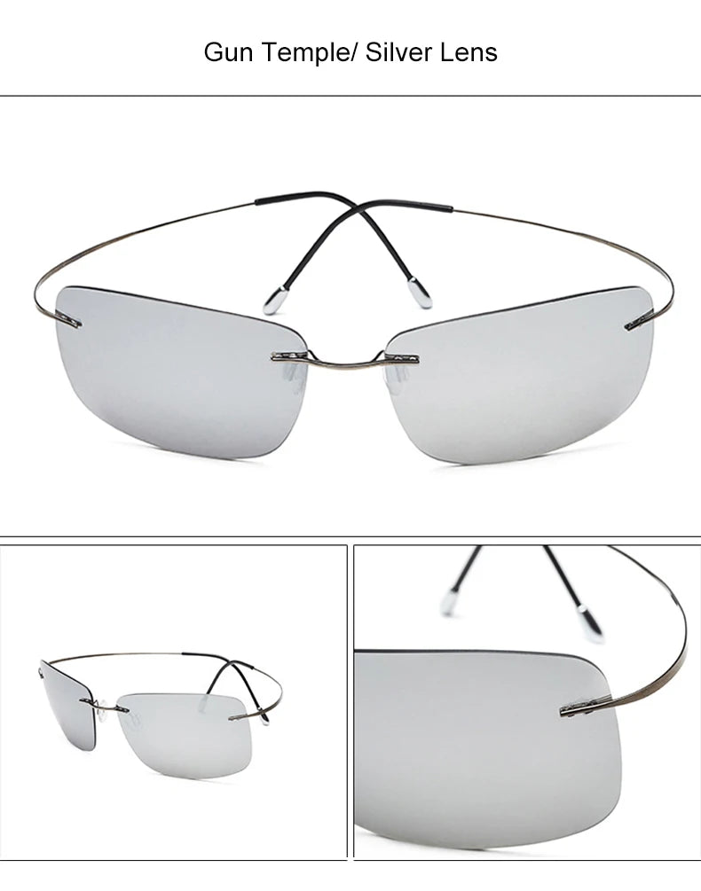 Krasivyy Rimless Square Polarized Sunglasses Men Driving Brand Design Ultralight Pure Titanium Sun Glasses Oculos De Sol