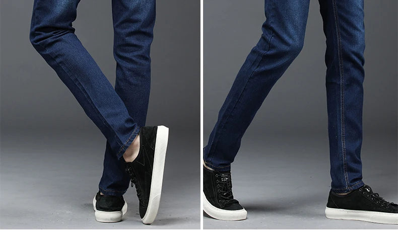 2024 New Arrival Men's Denim Jeans Straight Full Length Pants with High Elasticity Slim Pants Man Fashion Mid-waist Jeans men