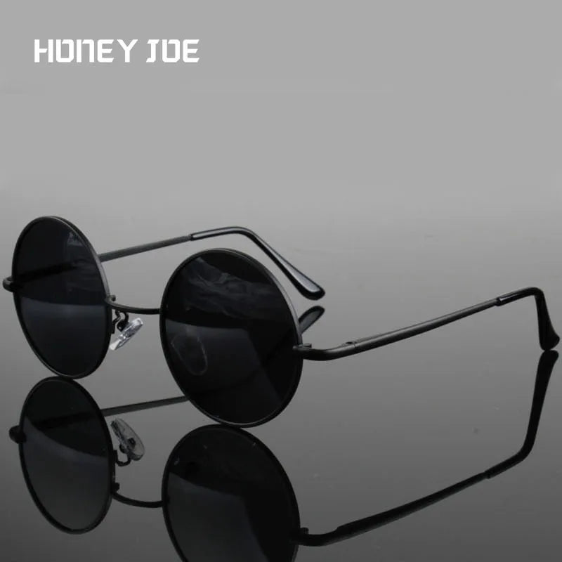 Retro Classic Vintage Round Polarized Sunglasses Men Sun Glasses Women Metal Frame Black lens Driving Fishing Eyewear UV400