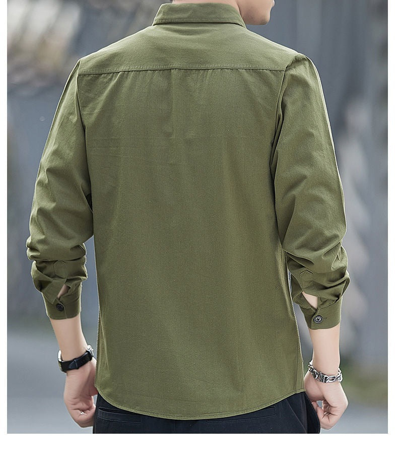 Pockets Button Handsome Turn-down Collar Shirts Spring Summer Comfortable Loose Cardigan 2023 Men's Clothing Thin Fashion Casual