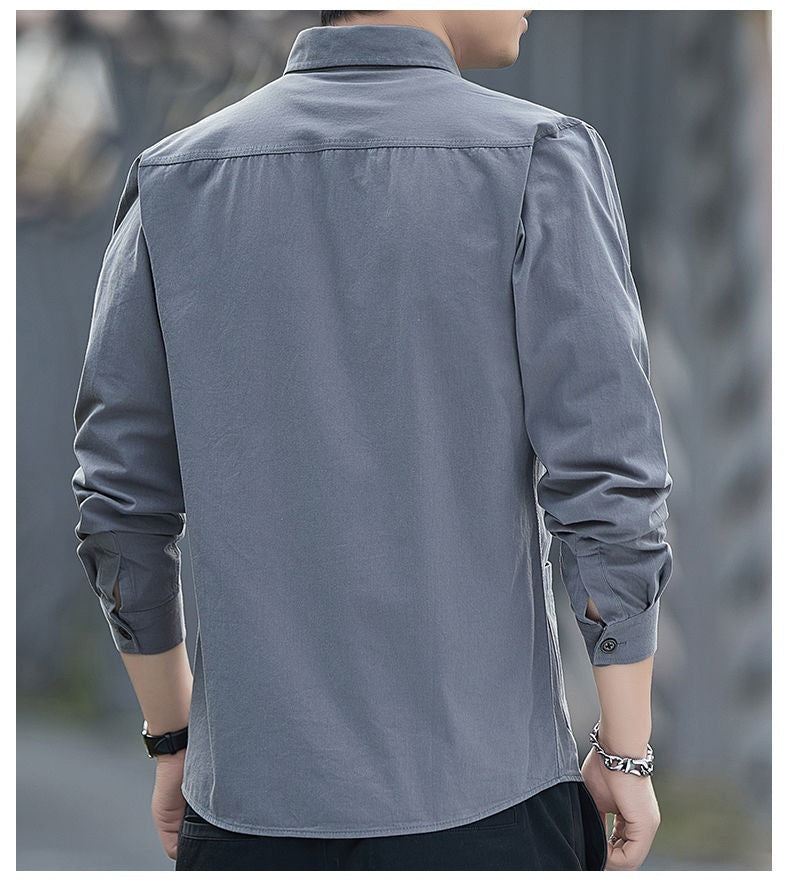 Pockets Button Handsome Turn-down Collar Shirts Spring Summer Comfortable Loose Cardigan 2023 Men's Clothing Thin Fashion Casual