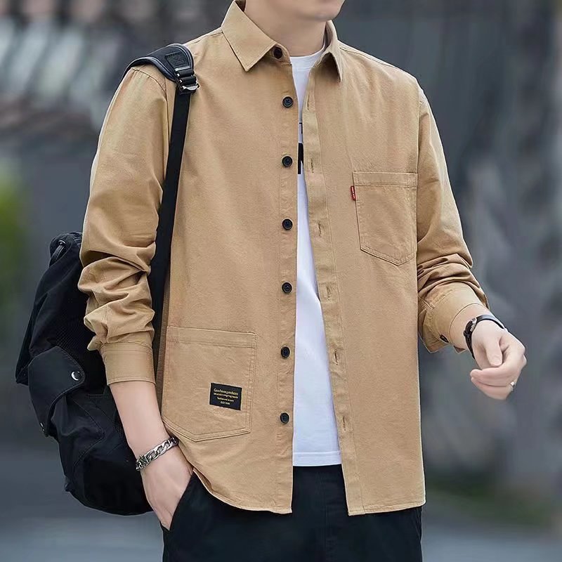 Pockets Button Handsome Turn-down Collar Shirts Spring Summer Comfortable Loose Cardigan 2023 Men's Clothing Thin Fashion Casual