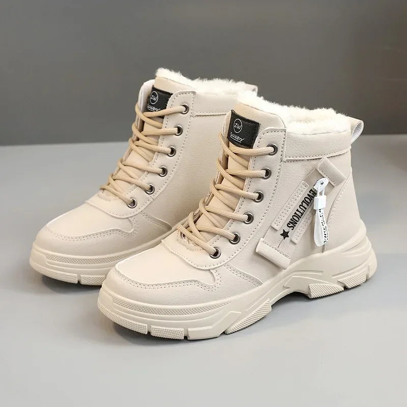 2023 New Winter Thick-soled Women Sneakers Warm Plus Velvet Cotton Shoes Large Size 42 Height-increasing Platform Women's Shoes