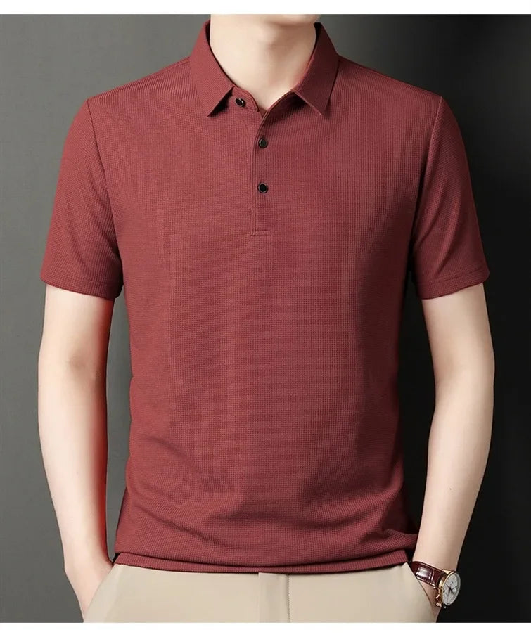 7 Colors Men's Short Sleeved Lapel Polo Shirt  Loose Fitting Men's Trendy Top Summer Solid Color T-shirt