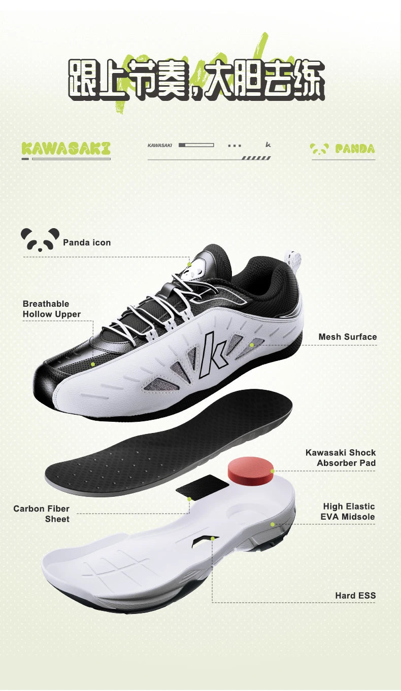 Kawasaki 2024 PANDA Badminton Shoes Professional Carbon Fiber Board Shock Absorption Men's Sneakers Women's Sports Shoes B3327