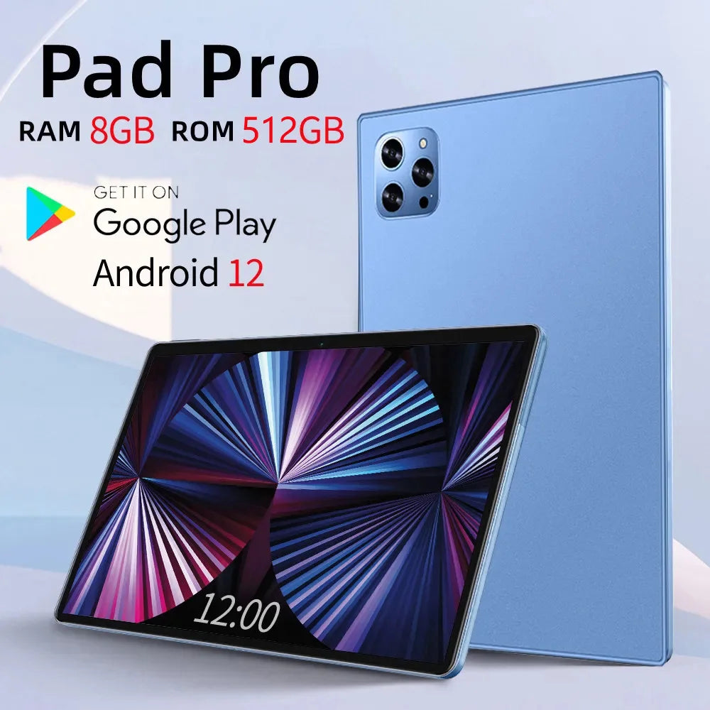 New 10.1 Inch Tablet PC 8GB RAM 512GB ROM 10 Core AI Speed-up Tablets Google Play 4G LTE Phone Call Dual SIM Dual WiFi Android12