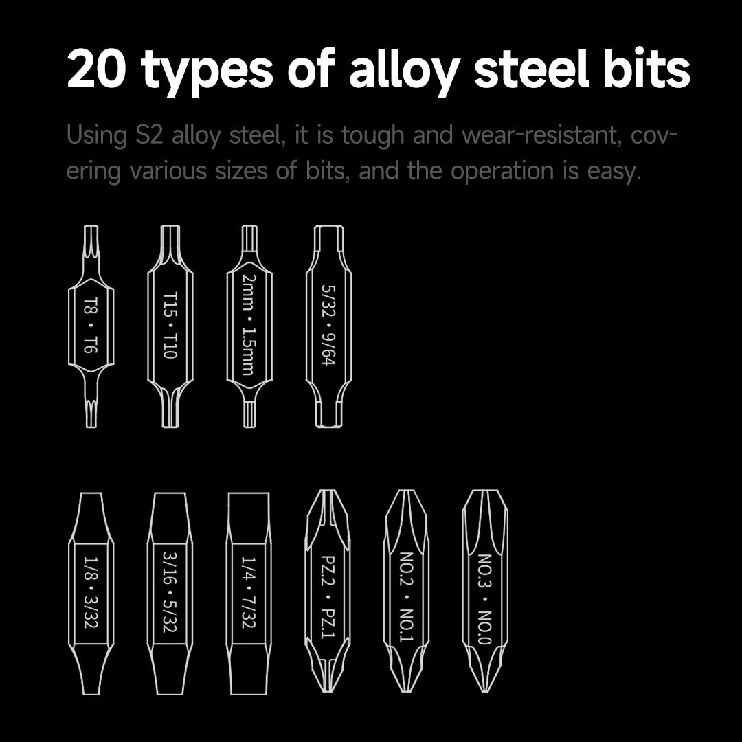 NexTool Screwdriver Bits Kit 20 In 1 Magnetic Double Headed Bits for Pocket Tool E1/Flagship Captain Multi Tool