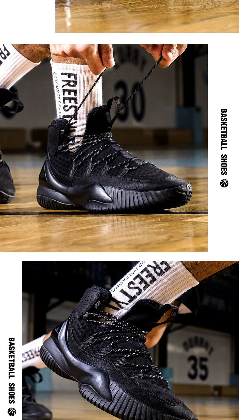 PEAK Men's Basketball Shoes Court Anti-slip Rebound Basketball Sneakers Light Sports Shoes Breathable Lace-up High Top Gym Boots