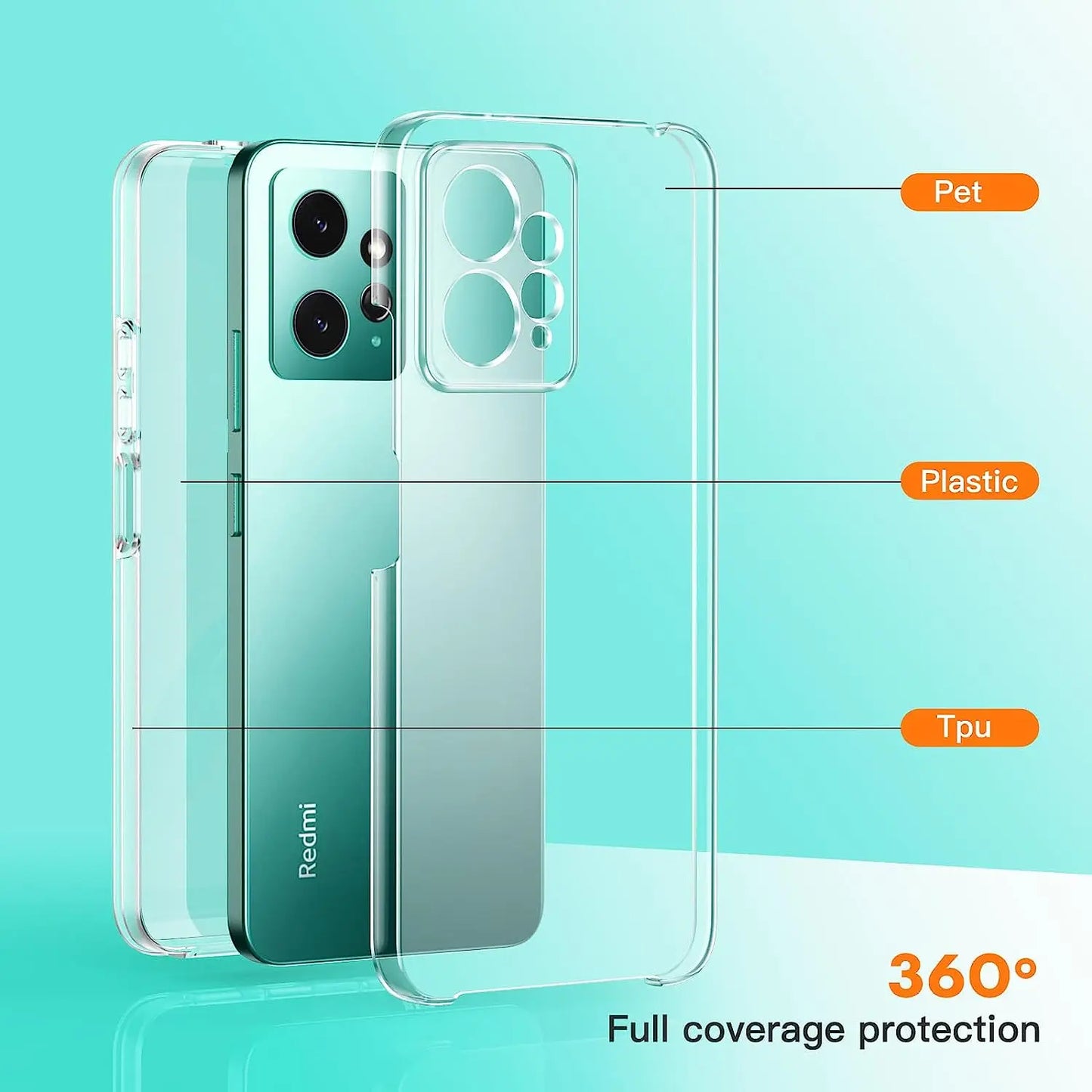 360 Full Cover Silicone Case For Xiaomi Redmi Note 12 4G 11 Pro 5G 10 Pro Max 9 Pro 12 Pro Plus 11 Clear Hybrid PC Hard Coque