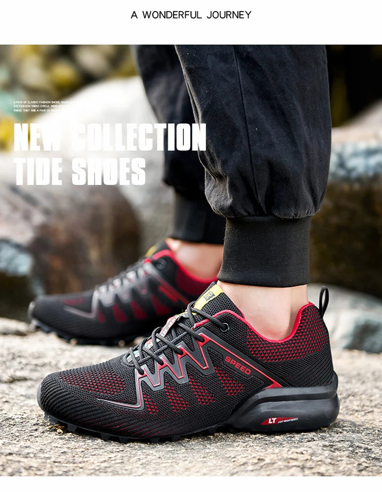 2024 New Men Running shoes Outdoor Breathable Anti-skid Wear-resistant Lace-up Sneakers Male Jogging Training Travel Sport Shoes