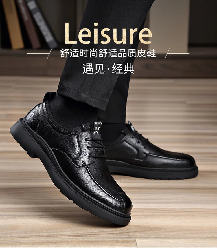 Autumn New Business Men's Casual Shoes Walking Male GENUINE LEATHER Fashionable shose Men Lace Up Breathable 2022 Summer