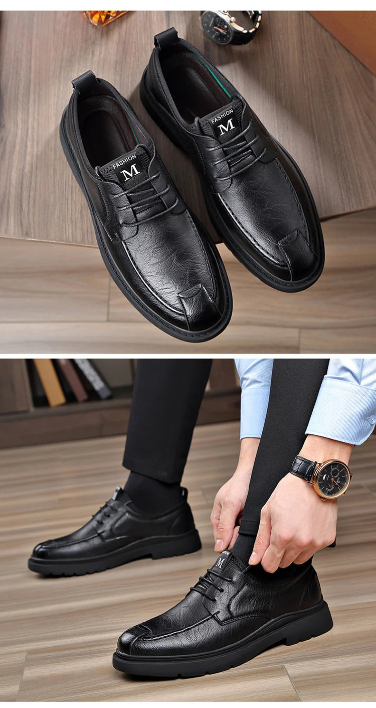 Autumn New Business Men's Casual Shoes Walking Male GENUINE LEATHER Fashionable shose Men Lace Up Breathable 2022 Summer