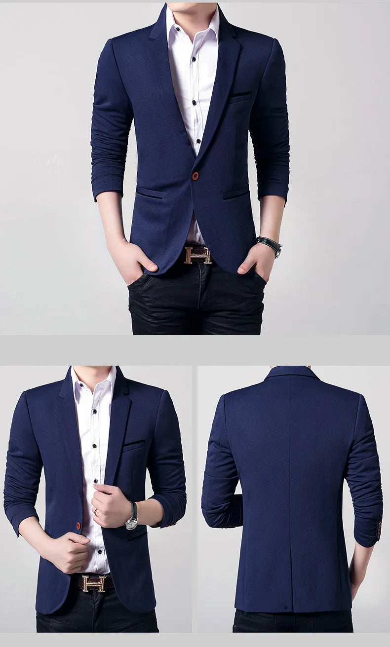 5XL-M Brand Mens Casual Blazers Spring Autumn Fashion Slim Fit Suit Jacket Single Breasted Business Office Social Blazers Hommes