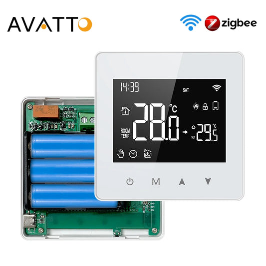 AVATTO Tuya WiFi/ZigBee Smart Thermostat,Low Power Battery Water Gas Boiler Temperature Controller For Alexa Google Home Alice