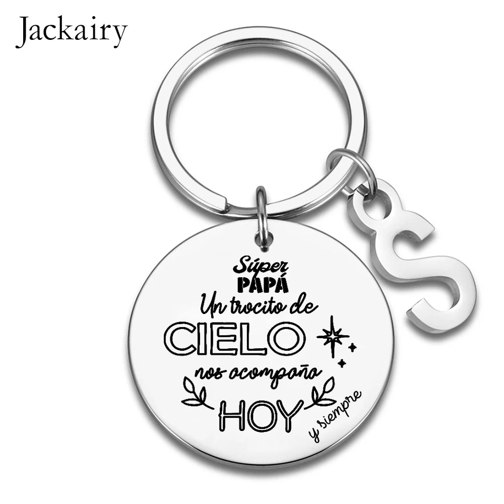 Spanish Súper Papá Gift Wedding Bouquet Keychain Un Trocito De Cielo Nos Acompana Hoy Pendant Necklace Wedding Gifts for Him Her