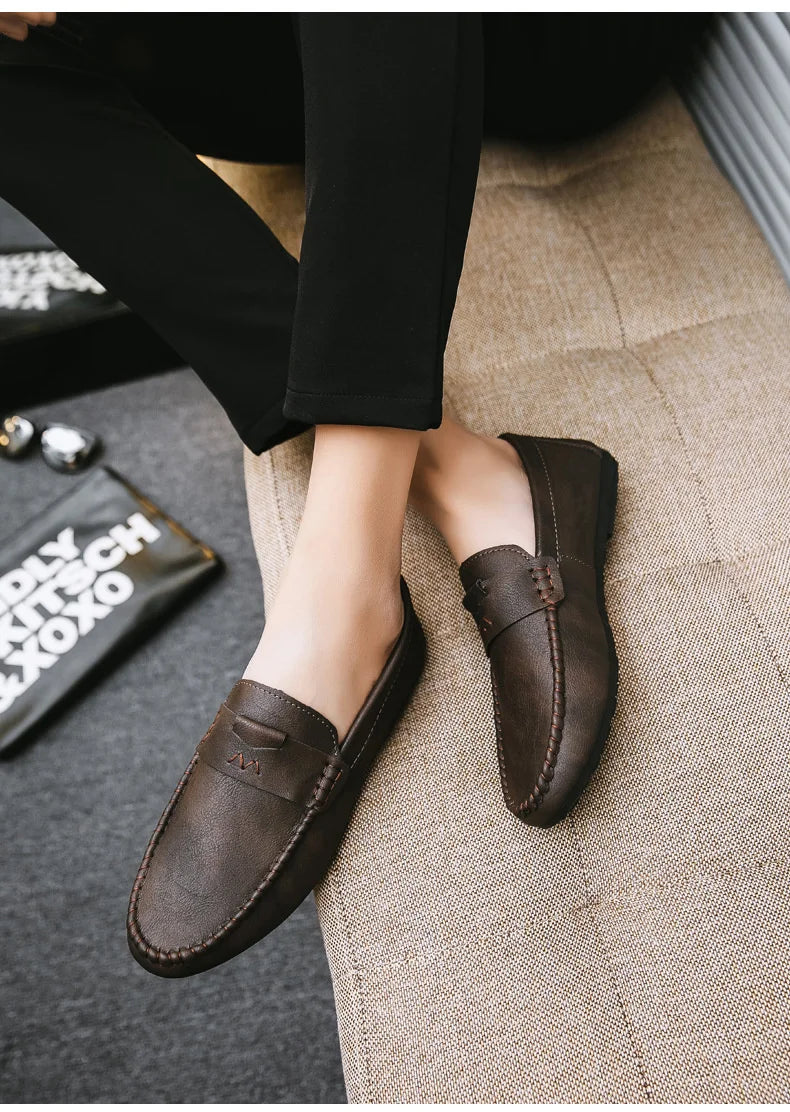 Shose Men Casual Leather Boat Shoes Male Walking New Breathable Summer Lazy Driving Soft Soles Men's Loafers Sapatillas Hombre