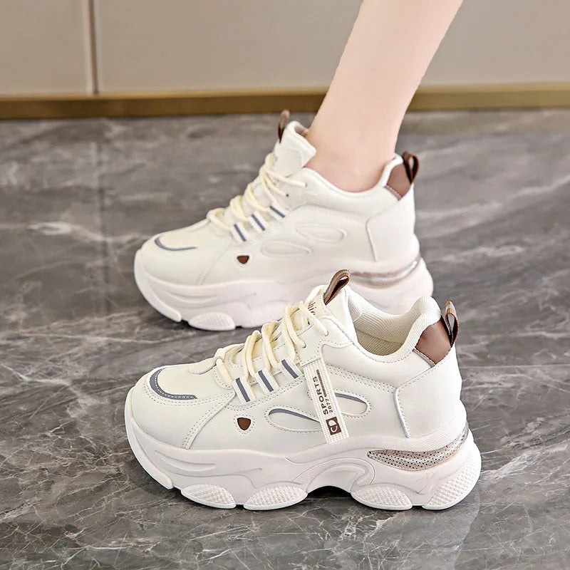 Autumn Women's Platform Vulcanized Shoes 2023 Shockproof Air Cushion Sneakers Women Thick Bottom Non-Slip Casual Walking Shoes