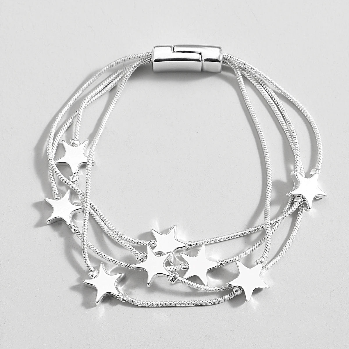 ALLYES Triple Color Star Bracelet for Women Cute Sky Star Multilayer Silver Color Snake Chain Bracelets & Bangles Charm Jewelry