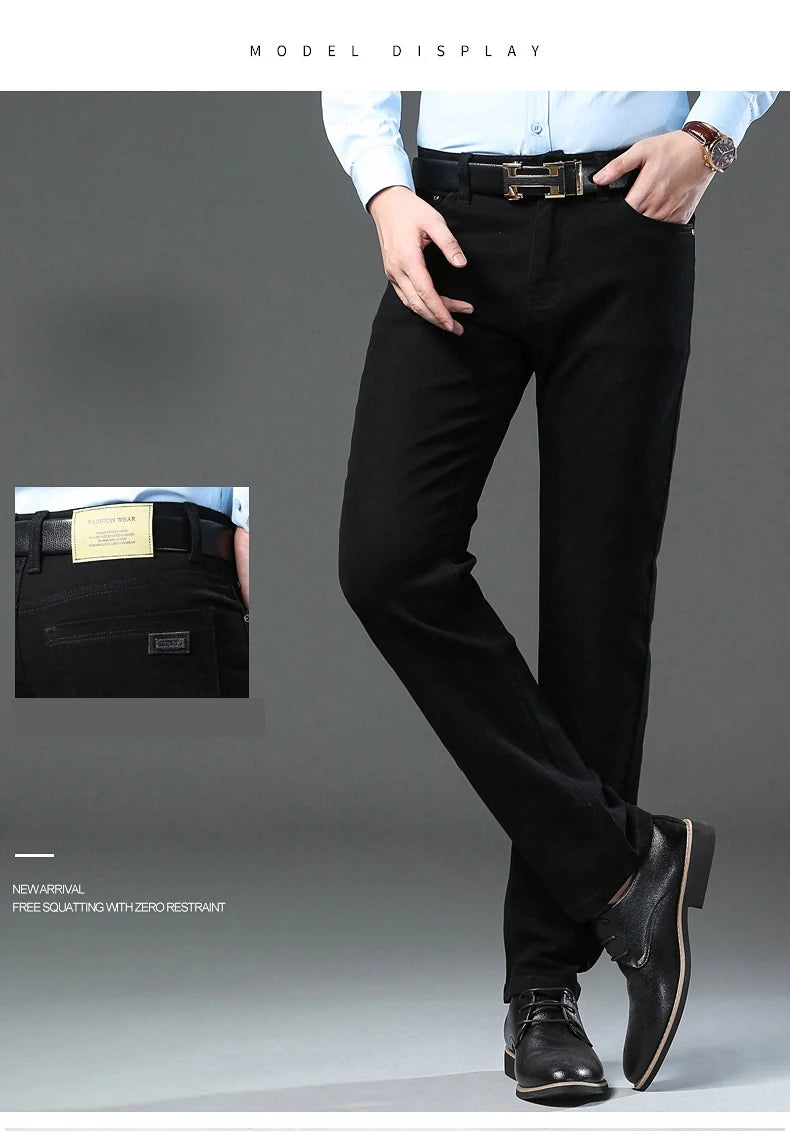 Classic Style 3 Colors Autumn Men's Slim Brown Jeans High Quality Business Casual High Stretch Denim Pants Male Brand Trousers