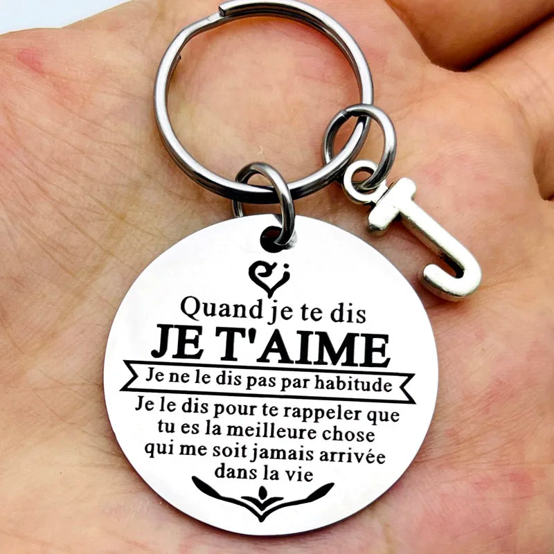 French Anniversary Keychain for Wife Husband Couple Valentines Day Christmas Birthday Wedding Gifts for Boyfriend Girlfriend