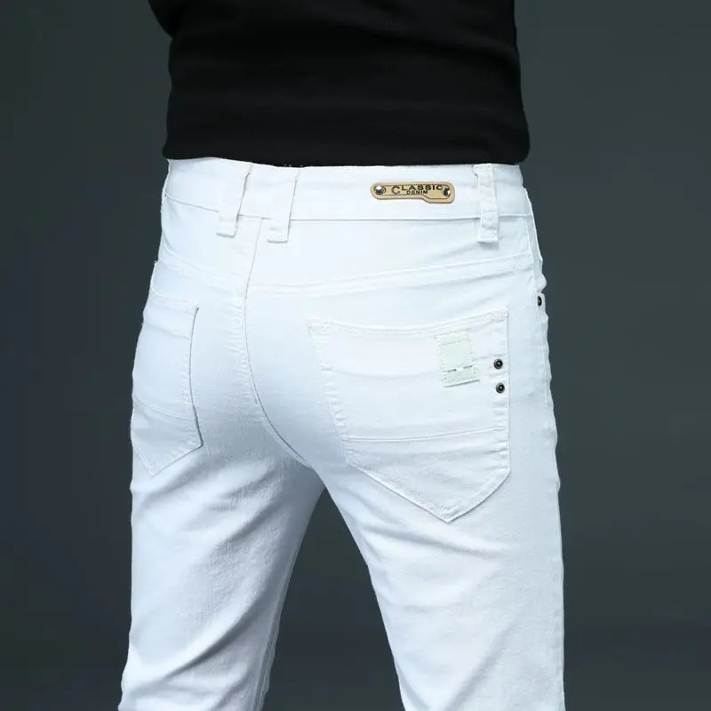 7 Styles 2022 New Men's White Slim Jeans Advanced Stretch Skinny Jeans Embroidery Decoration Denim Trousers Male Brand Clothes