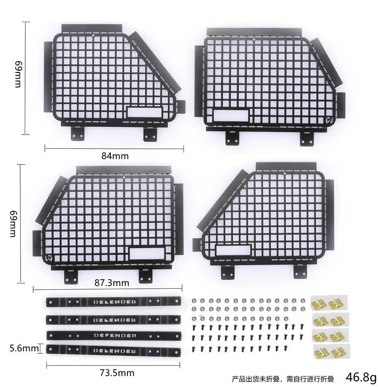 Window Mesh  for   Defender 82056-4 Metal Protective Net for D90 D110 1/10 RC Crawler Car