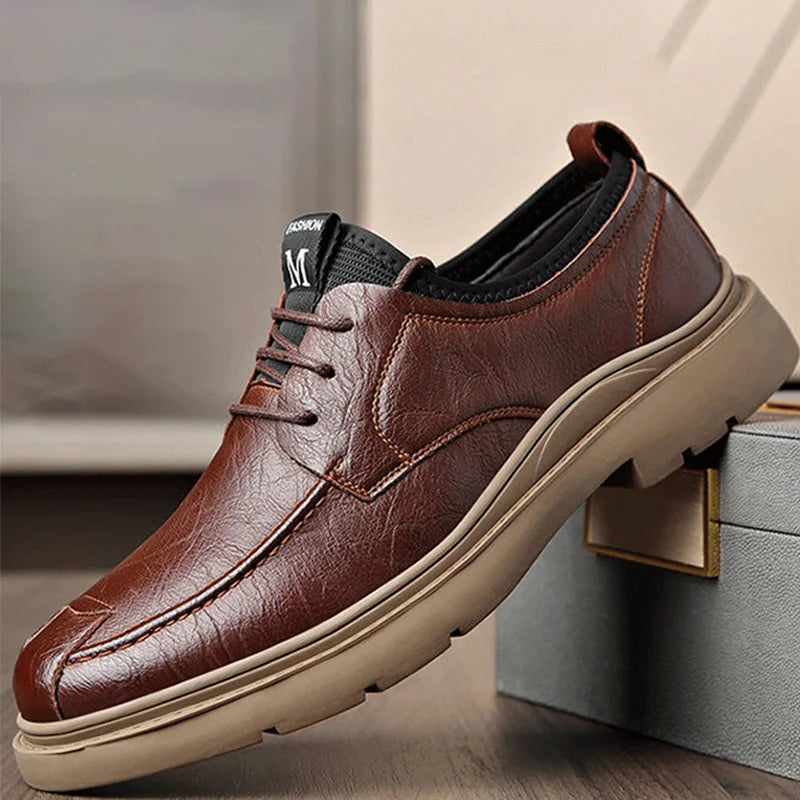 Autumn New Business Men's Casual Shoes Walking Male GENUINE LEATHER Fashionable shose Men Lace Up Breathable 2022 Summer