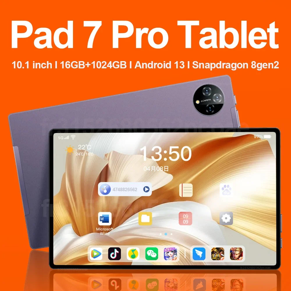 Original Pad 7 Pro Tablet 10.1 inch Android 13 Snapdragon 8gen2 Xioami Global 16GB+1024GB 10000mah 5G Dual SIM WIFI  HD Screen