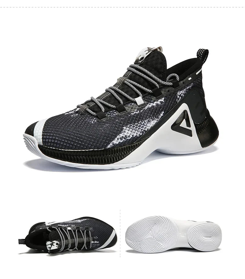 PEAK Men Basketball Sneakers P-MOTIVE Breathable Cushion Sports Shoes Outdoor Wearable Non-slip Athlete Sport Shoes EW02071A