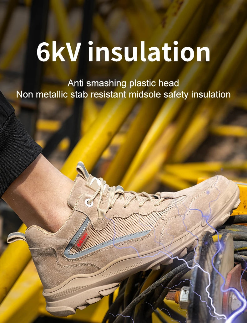 Insulation 6KV Safety Shoes Men Anti-smash Breathable Electrician Welding Work Boots Steel Toe Cap Puncture-Proof Male Footwear