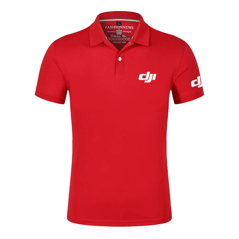 New Dji Professional Pilot Drone Men's New Summer Hot Breathable Polo Shirts Printing Short Sleeve Comfortable Tops