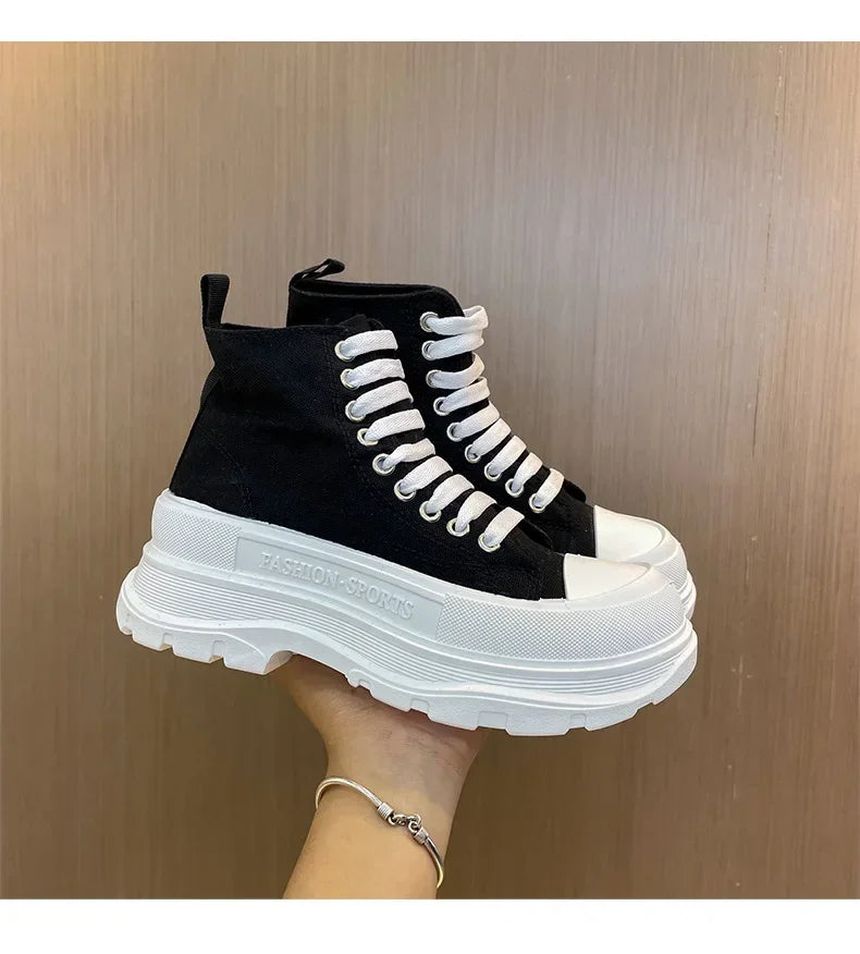 Hip Hop Platform Women's Shoes Models 2024 High Top Shoes Big Size Long Boots Sneakers Sports Athlete High-tech Shoses