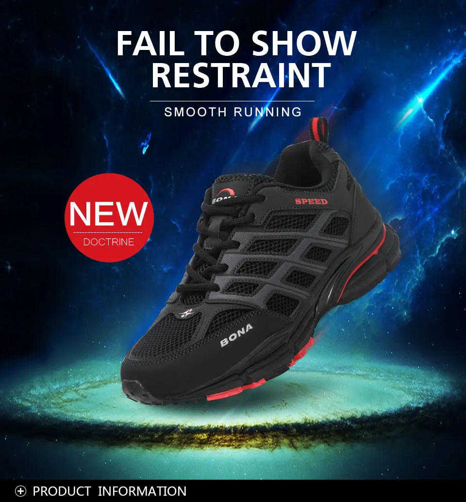 BONA 2023 New Most Popular Style Men Running Shoes Outdoor Walking Sneakers Comfortable Athletic Shoes Breathable mesh Men For S