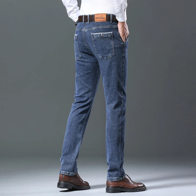 2024 Spring Autumn Men's Stretch Straight Fit Jeans Men's Denim Pants Brand New Style Trousers Mens Wear