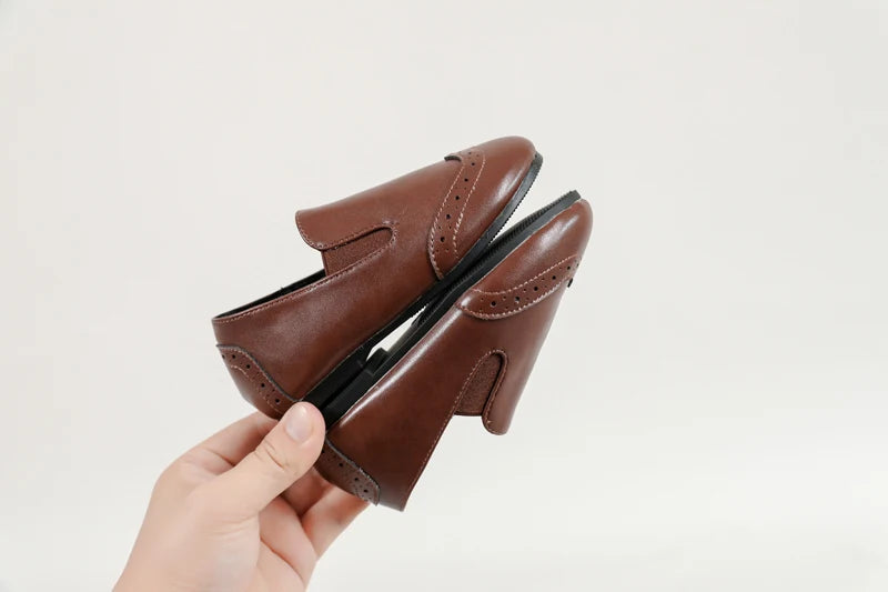 AS New Kids Shoes Children Leather Shoes Baby Girls Shoes Toddler Fashion Brown Flats Boys Moccasin Slip On Loafers Mary Jane