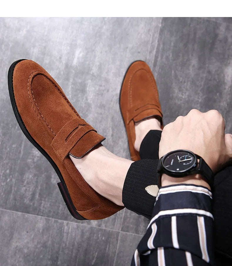 2023 Shose Men Casual Shoes Breathable Comfortable Flat Korean Fashion Lazy Frosted Leather Masculino Adulto Fashion Flat