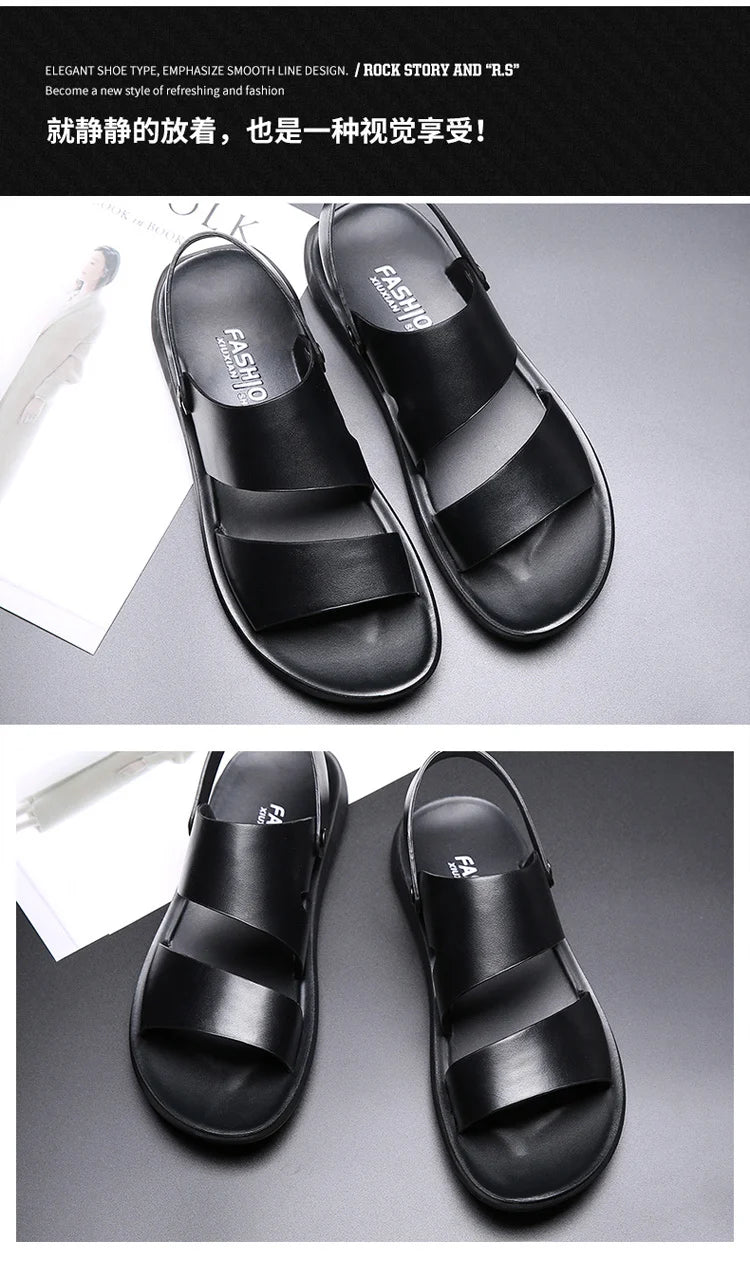 New Dad Sandals Summer 2023 Slippers Dual Soft Sole Versatile Casual Leather Sandal Shose Men Fashion Outdoor Adult Slip On