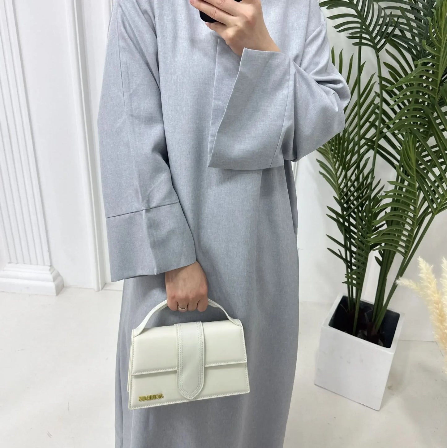 Closed Linen Abaya Luxury Dubai Plain Muslim Hijab Dress Turkish Basic Abayas for Women Saudi Islam Prayer Clothes Casual Kaftan